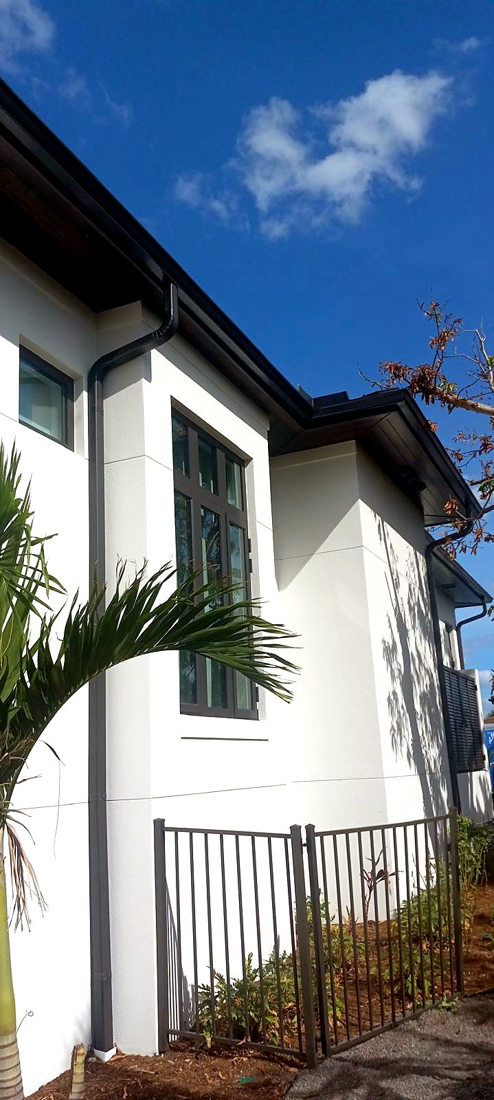 Two-story home gutter and downspout install